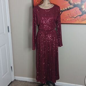 Maggy London Sequin Fit and Flare Midi Dress Size 16